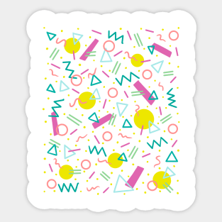 80s Retro Style Memphis Pattern Overlaid on top of a White Background Sticker